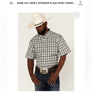Rank 45 Western Shirt Men Size XXL Plaid Short Sleeve Button Up 1 Pocket